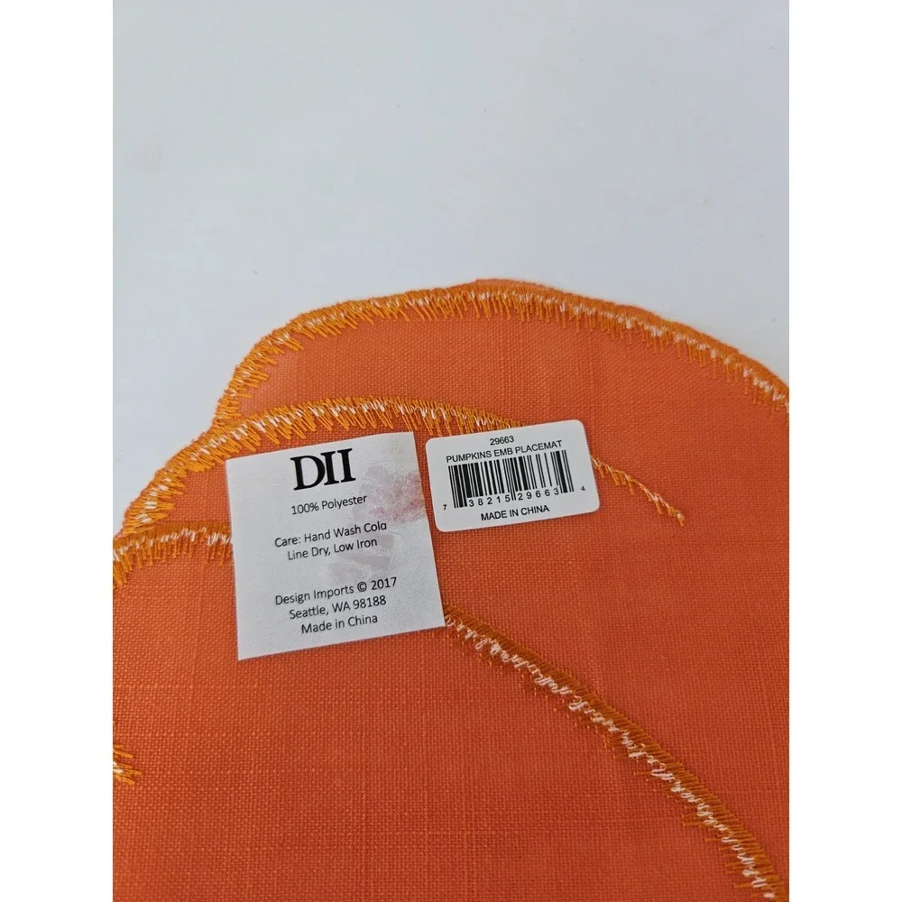 Design Imports pumpkin Halloween‎ Fall large fabric placemat set of 4 NEW